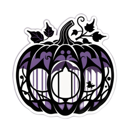 purple pumpkin SVG PNG design with clean design elements, black and purple floral elements
