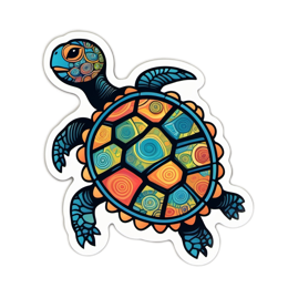 artistic turtle sticker SVG PNG design with clean design elements