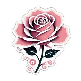 roses sticker floral SVG PNG design with clean design elements, pink and green floral elements