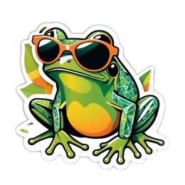 sticker frog sunglasses SVG PNG design with clean design elements