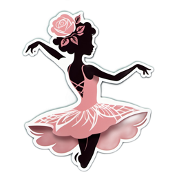 ballet roses flower SVG PNG design with black and pink floral elements