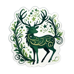 fantasy deer floral SVG PNG design with clean design elements, green floral elements