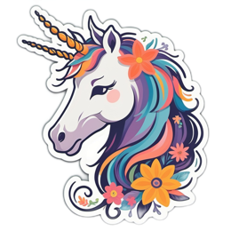 unicorn flowers SVG PNG design with floral elements