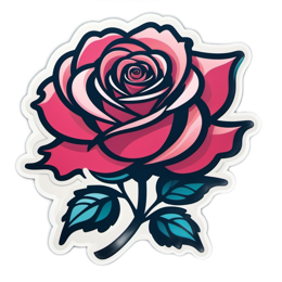 sticker roses floral SVG PNG design with clean design elements, pink and green floral elements