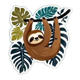 sloth tropical leaves SVG PNG design with clean design elements, green floral elements