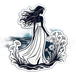 feminine nature floral SVG PNG design with black and white floral elements