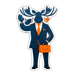 moose character business suit SVG PNG design with clean design elements