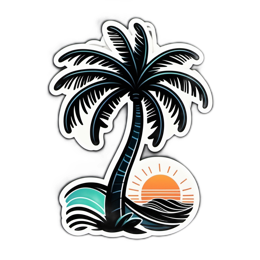 palm tree sunset SVG PNG design with clean design elements