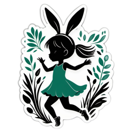 fantasy bunny floral SVG PNG design with clean design elements, black and green floral elements