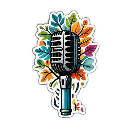 microphone leaves SVG PNG design with floral elements
