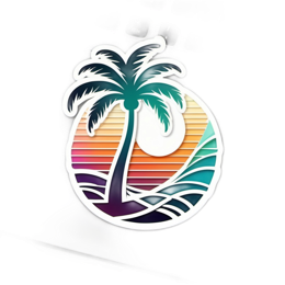 sticker palm sunset SVG PNG design