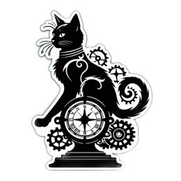 cat steampunk SVG PNG design with clean design elements