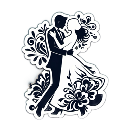 wedding dance floral SVG PNG design with black and white floral elements