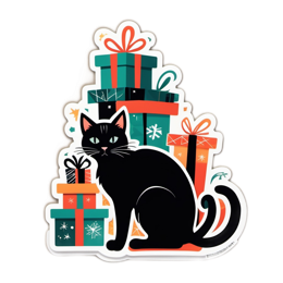christmas cat presents SVG PNG design with clean design elements