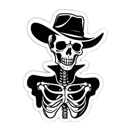 skeleton cowboy sticker SVG PNG design with clean design elements