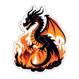 dragon fire sticker SVG PNG design with clean design elements