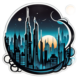cityscape nighttime SVG PNG design with clean design elements