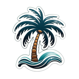 palm tree wave SVG PNG design with clean design elements