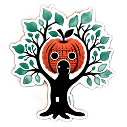 pumpkin tree SVG PNG design with clean design elements, black and orange floral elements