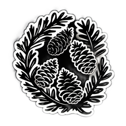 pinecones wreath SVG PNG design with clean design elements, black and white floral elements