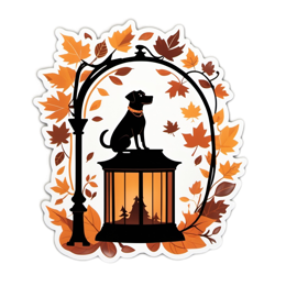 autumn dog SVG PNG design with clean design elements, black and orange floral elements