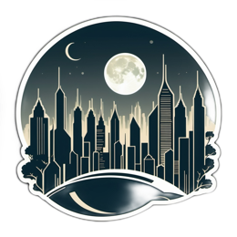 cityscape moonlight SVG PNG design with clean design elements