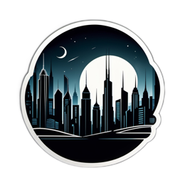 cityscape nightsky SVG PNG design with clean design elements