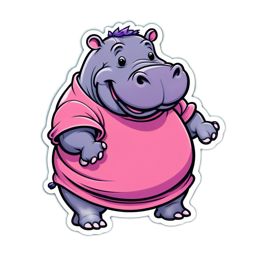 happy cartoon hippo SVG PNG design with clean design elements