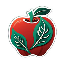 apple leaf SVG PNG design with clean design elements, red and green floral elements