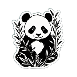 panda nature SVG PNG design with clean design elements, black and white floral elements