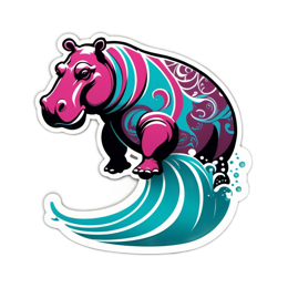 artistic hippo wave SVG PNG design with clean design elements