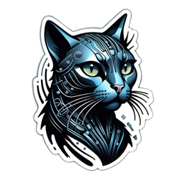 fantasy robotic cat SVG PNG design with clean design elements