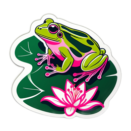 frog lily pad flower SVG PNG design with pink and green floral elements