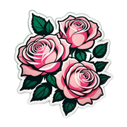 roses flower sticker SVG PNG design with clean design elements, pink and green floral elements