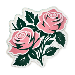 roses flowerstickers floral SVG PNG design with clean design elements, pink and green floral elements