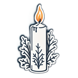 candle flame leaves SVG PNG design with clean design elements, white and orange floral elements