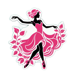 ballet dance floral SVG PNG design with black and pink floral elements