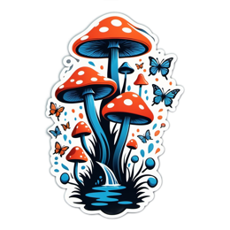 fantasy mushrooms butterflies SVG PNG design with clean design elements