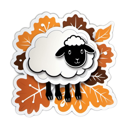 autumn sheep SVG PNG design with clean design elements, black and white floral elements
