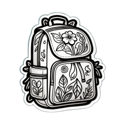 backpack floral SVG PNG design with black and white floral elements