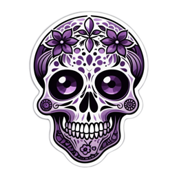 halloween skull flowers floral SVG PNG design with white and purple floral elements