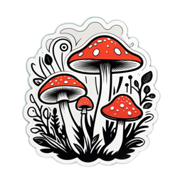 mushrooms sticker botanical SVG PNG design with clean design elements