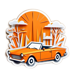 sunset car scenery SVG PNG design with clean design elements