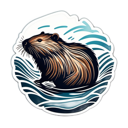 beaver wave SVG PNG design with clean design elements