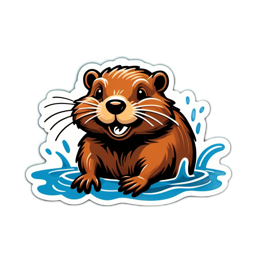 otter playing water SVG PNG design with clean design elements