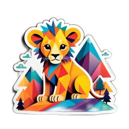 artistic lion sticker SVG PNG design with clean design elements