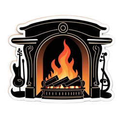 fireplace flames music SVG PNG design with clean design elements
