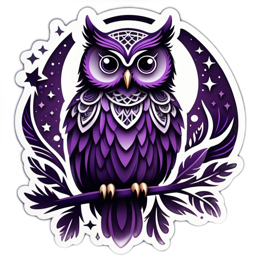 owl purple SVG PNG design with clean design elements