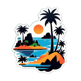 island sunset palms SVG PNG design with clean design elements