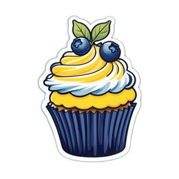 cupcake blueberries frosting SVG PNG design with clean design elements